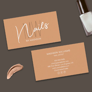 Cartão De Visita Logotipo de Monograma Moderno Artista de Unhas