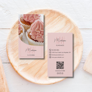Cartão De Visita Logotipo de Monograma Personalizado Padaria QR Ros