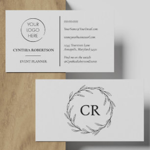 Cartão De Visita Logotipo de Monograma Simples Minimalista Coroa de