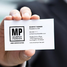 Cartão De Visita Logotipo de Monograma Simples Quadrado Profissiona