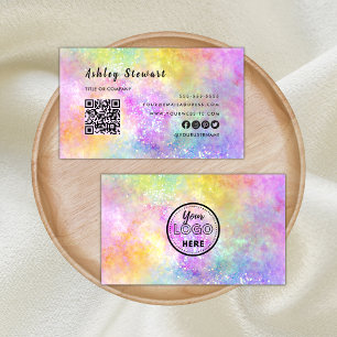 Cartão De Visita Logotipo de Na moda de Holo Opal para Código Qr Pr