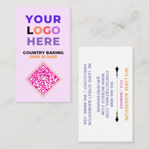Cartão De Visita Logotipo de Negócios & Código QR   Padaria Branco 
