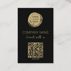 Cartão De Visita Logotipo de Negócios Código QR Preto Euro
