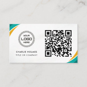 Cartão De Visita Logotipo de Negócios Código QR Profissional e Mo