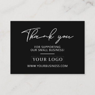 Cartão De Visita Logotipo de negócios preto e branco Obrigado Cuida