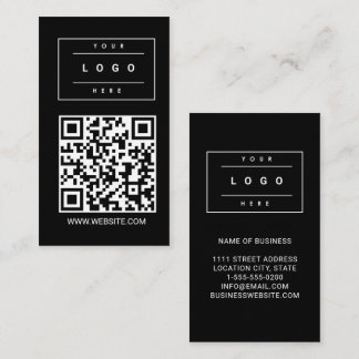 Cartão De Visita Logotipo de negócios preto personalizado e código
