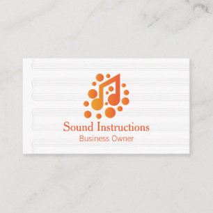 Cartão De Visita Logotipo de Nota Musical Laranja