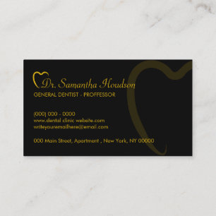 Cartão De Visita Logotipo de Odontologia Amarelo Preto Simples Dent