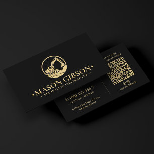 Cartão De Visita Logotipo de Operador de Escavação Moderna Empreite