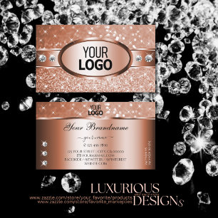 Cartão De Visita Logotipo de Ouros de Estrelas Glitter Douradas do