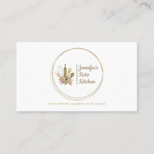 Cartão De Visita Logotipo de Padaria Rústica Chef Keto Vegano