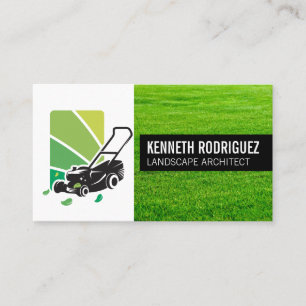 Cartão De Visita Logotipo de Paisagismo de Cortador de Grama   Gram