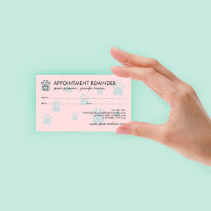 Cartão De Visita Logotipo de Pata Rosa Azul Elegante Consulta Pet