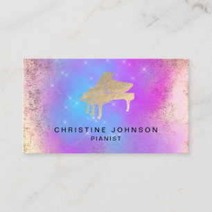Cartão De Visita logotipo de piano de cor azul púrpura