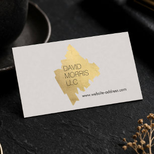Cartão De Visita Logotipo de Pincelada de Ouro Abstrato Luxuoso sob