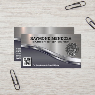 Cartão De Visita Logotipo de polo de barbeiro Código QR Semeado