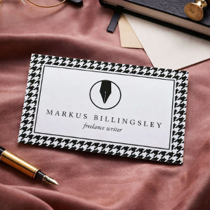 Cartão De Visita Logotipo de Ponta de Caneta Caligráfica com Padrão