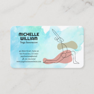 Cartão De Visita Logotipo de Pose de Yoga Artístico   Aquarela