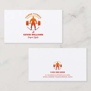 Cartão De Visita Logotipo de Power Fitness Laranja Vermelho