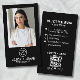 Cartão De Visita Logotipo de QR Code de Foto Minimalista Moderno Pr