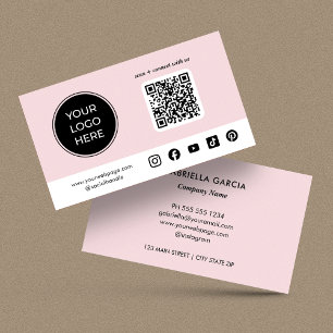Cartão De Visita Logotipo de QR Code de Mídia Social Personalizado