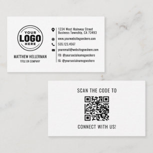 Cartão De Visita Logotipo de QR Code Minimalista Moderno Profission