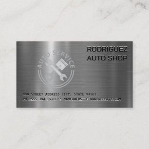 Cartão De Visita Logotipo de Reparação Automotiva Metálico Chav