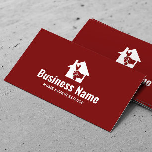 Cartão De Visita Logotipo de Reparação de Casa Simples Vermelho Pre