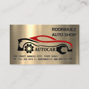 Cartão De Visita Logotipo de reparo automático Fundo Metálico Dou