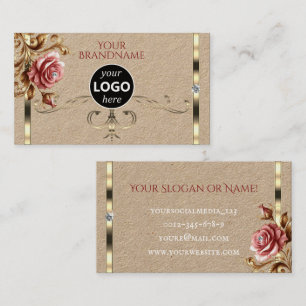 Cartão De Visita Logotipo de Rosa de Ouros de Decor Dourado Luxurio