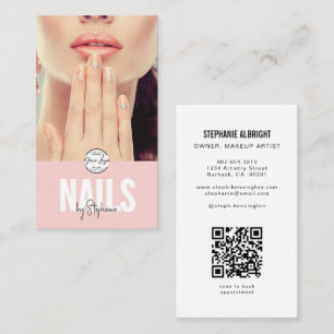 Cartão De Visita Logotipo de Rosto Cor-de-Rosa em Letra de Forma QR