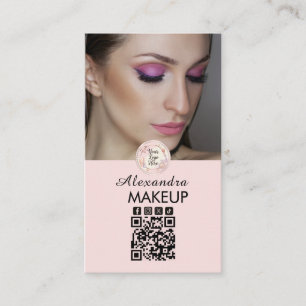 Cartão De Visita Logotipo de Rosto Cor-de-Rosa em Letra de Forma QR