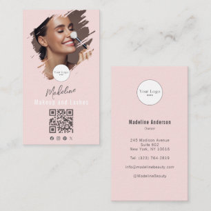 Cartão De Visita Logotipo de Rosto Corado em Script Código QR Foto 