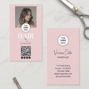 Cartão De Visita Logotipo de Rosto Corado em Script Código QR Foto