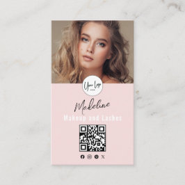 Cartão De Visita Logotipo de Rosto Corado em Script Código QR Foto 