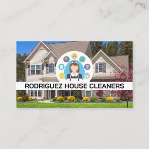 Cartão De Visita Logotipo de serviço Maid House Front Yard