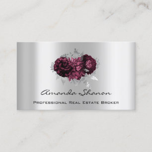 Cartão De Visita Logotipo de Silver Marsala para Casamento de Event