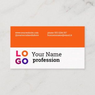 Cartão De Visita Logotipo de sua empresa - Laranja simples e person