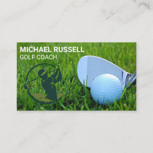Cartão De Visita Logotipo de Swing de Golfe Bola na Grama