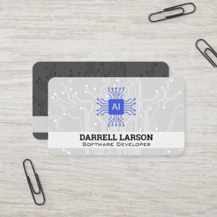 Cartão De Visita Logotipo de Tecnologia de IA Placa-Mãe de Fundo
