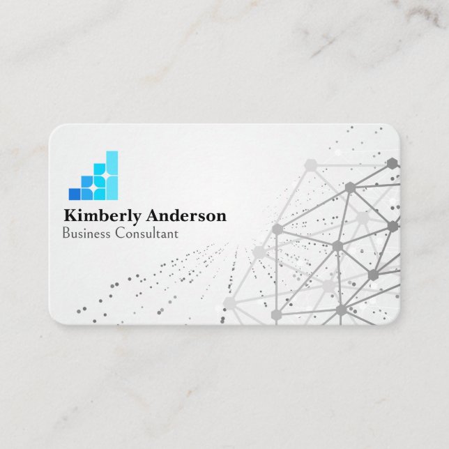 Cartão De Visita Logotipo de Tecnologia Empresarial | Fundo de Rede (Frente)