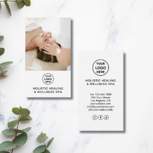 Cartão De Visita Logotipo de Terapeuta de Saúde Holística Branco Pr