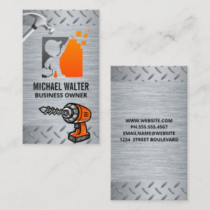 Cartão De Visita Logotipo de Trabalhador Martelo de Perfuração de