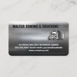 Cartão De Visita Logotipo de Transporte de Caminhão Semi Metálico