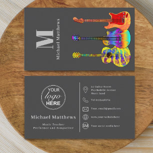 Cartão De Visita Logotipo de Tutor de Música de Guitarra Ícone de M