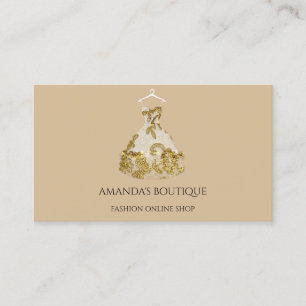 Cartão De Visita Logotipo de vestimenta Dourada Floral Moda Planeja