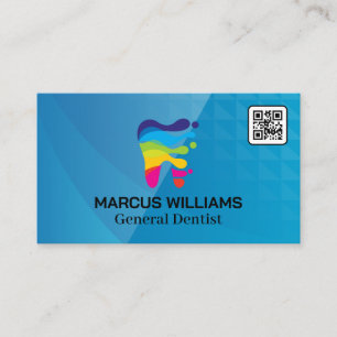 Cartão De Visita Logotipo dentário colorido Código QR