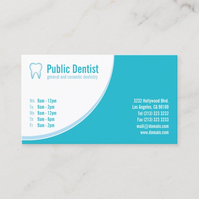 Cartão De Visita Logotipo Dentista de Dentista Azul Moderno (Frente)