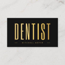 Cartão De Visita Logotipo Dentista Dentista Negro e Dourado