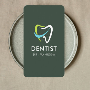 Cartão De Visita Logotipo Dentista Profissional Dentista Código Qr 